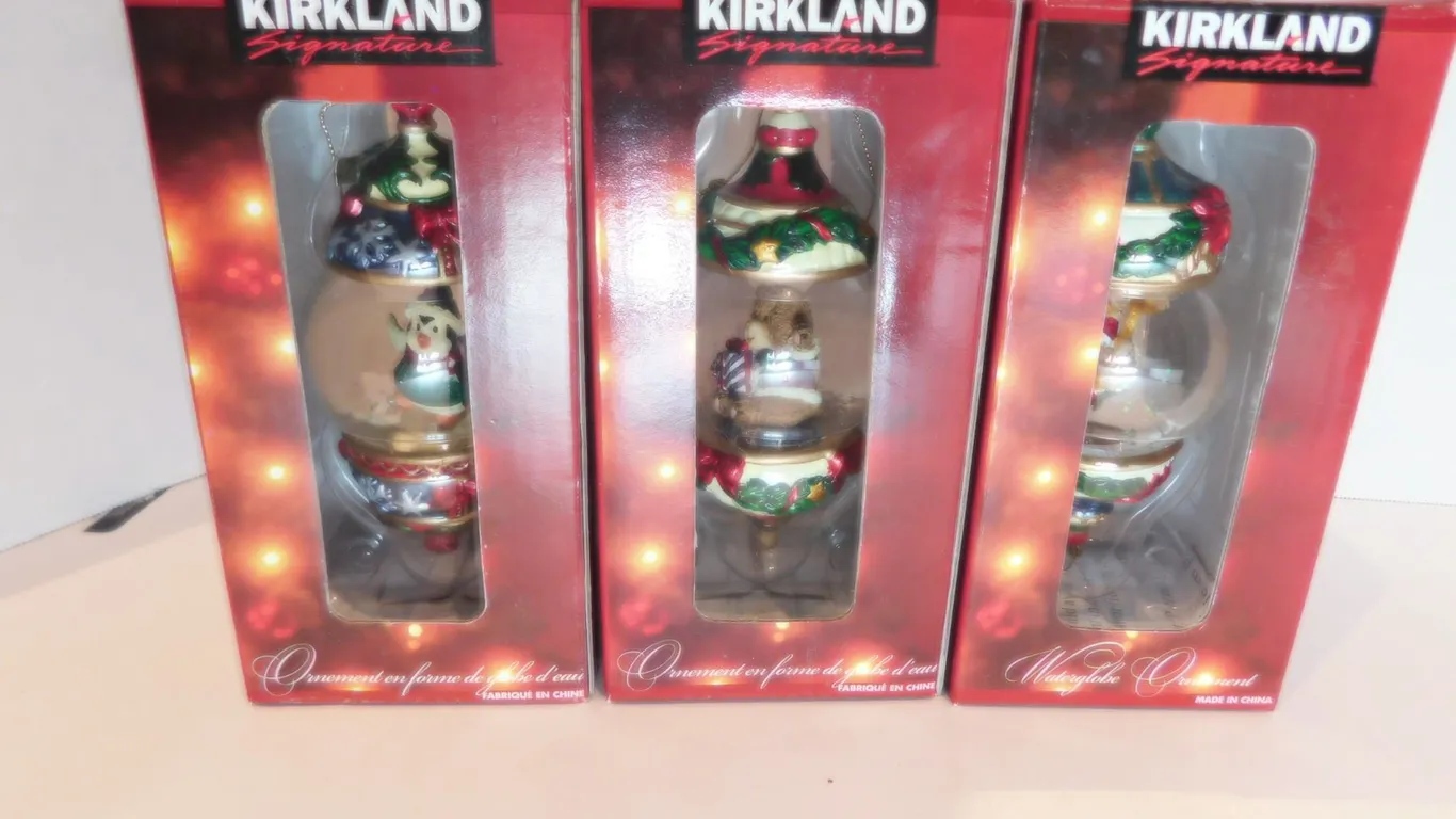 3 KIRKLAND SNOW GLOBE ORNAMENTS RETIRED