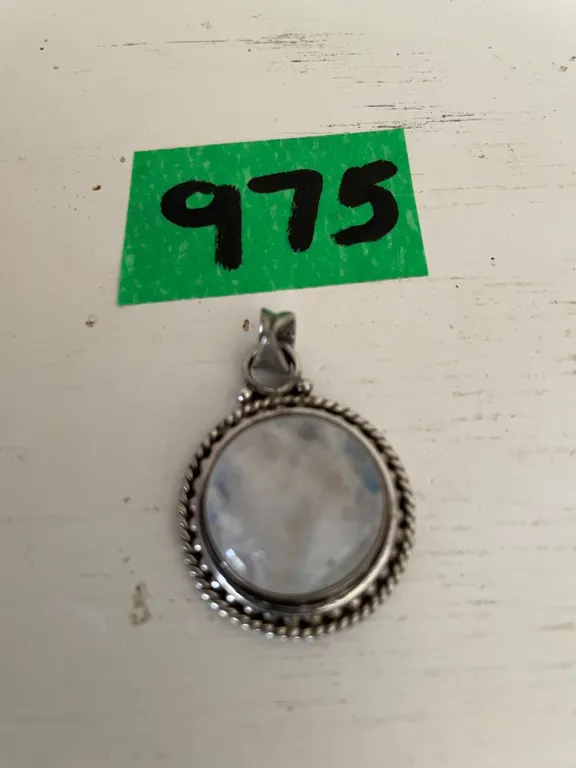 Silver Moonstone Round Pendant, 1”