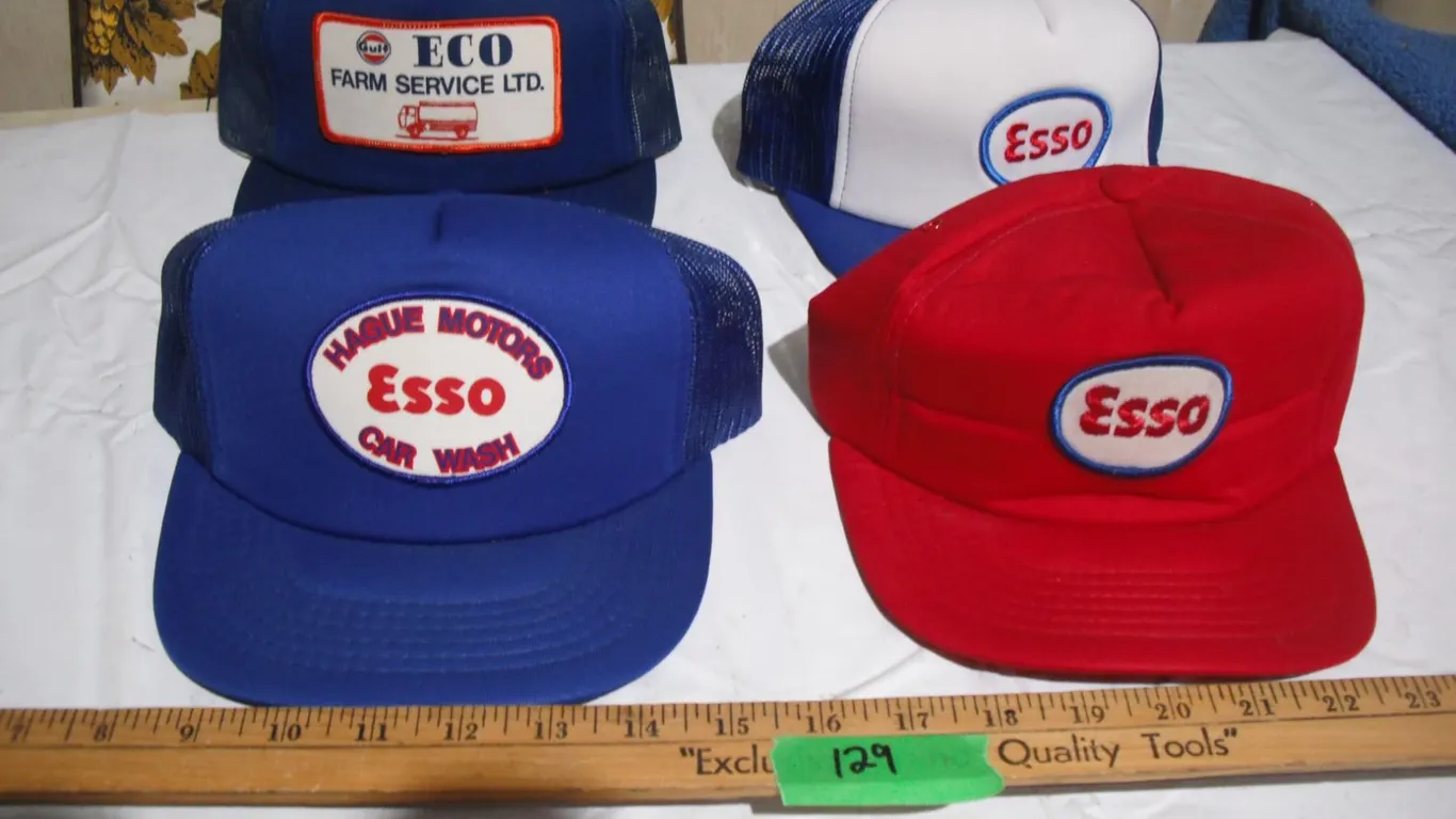 (4) Vintage Esso Trucker Caps
