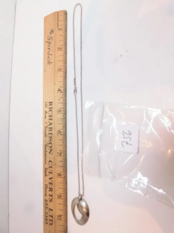 BREUNING STERLING NECKLACE AND SILVERTONE PENDANT