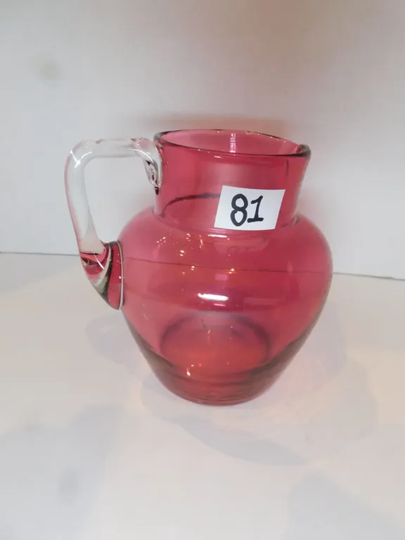 CRANBERRY GLASS PITCHER 5 ½” TALL