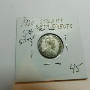 SCARCE 1910 STRAITS SETTLEMENTS FIVE CENT SILVER