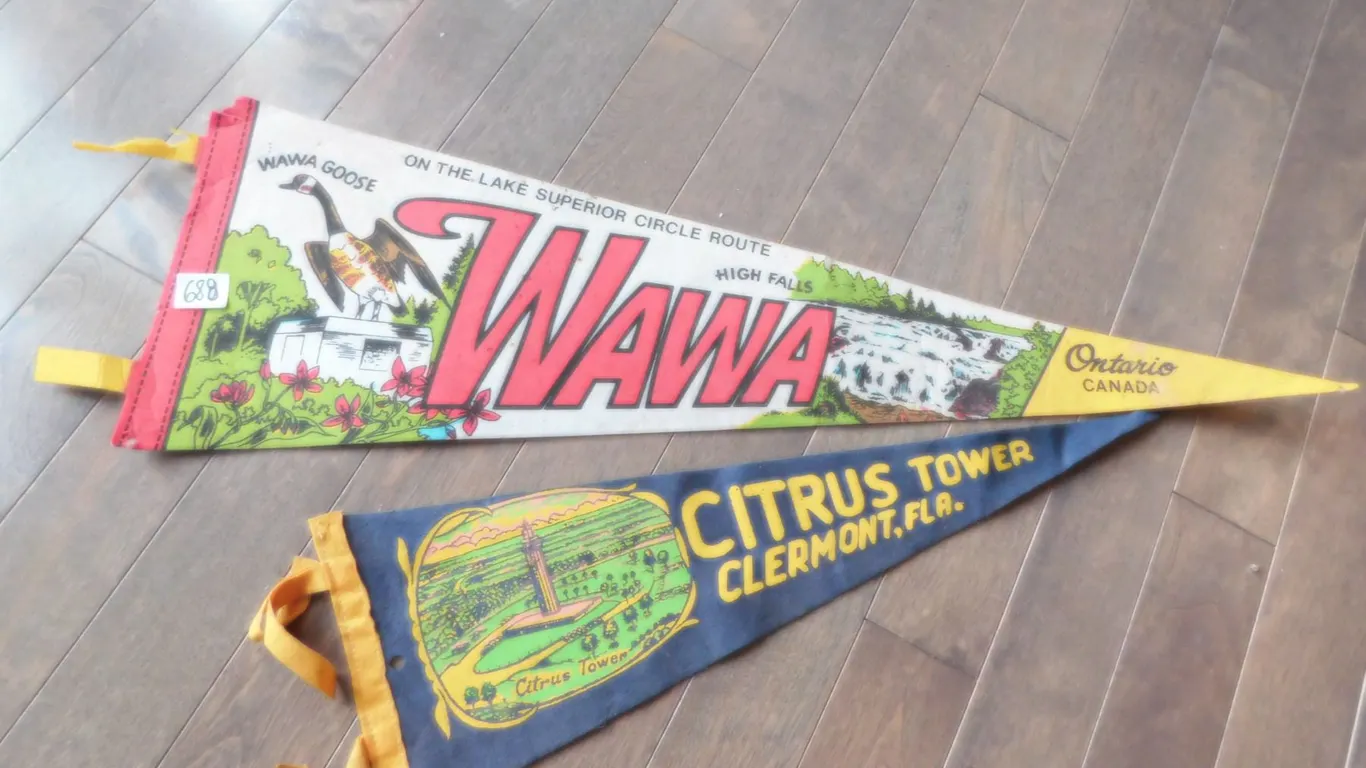 2-VINTAGE FELT SOUVENIR PENANTS