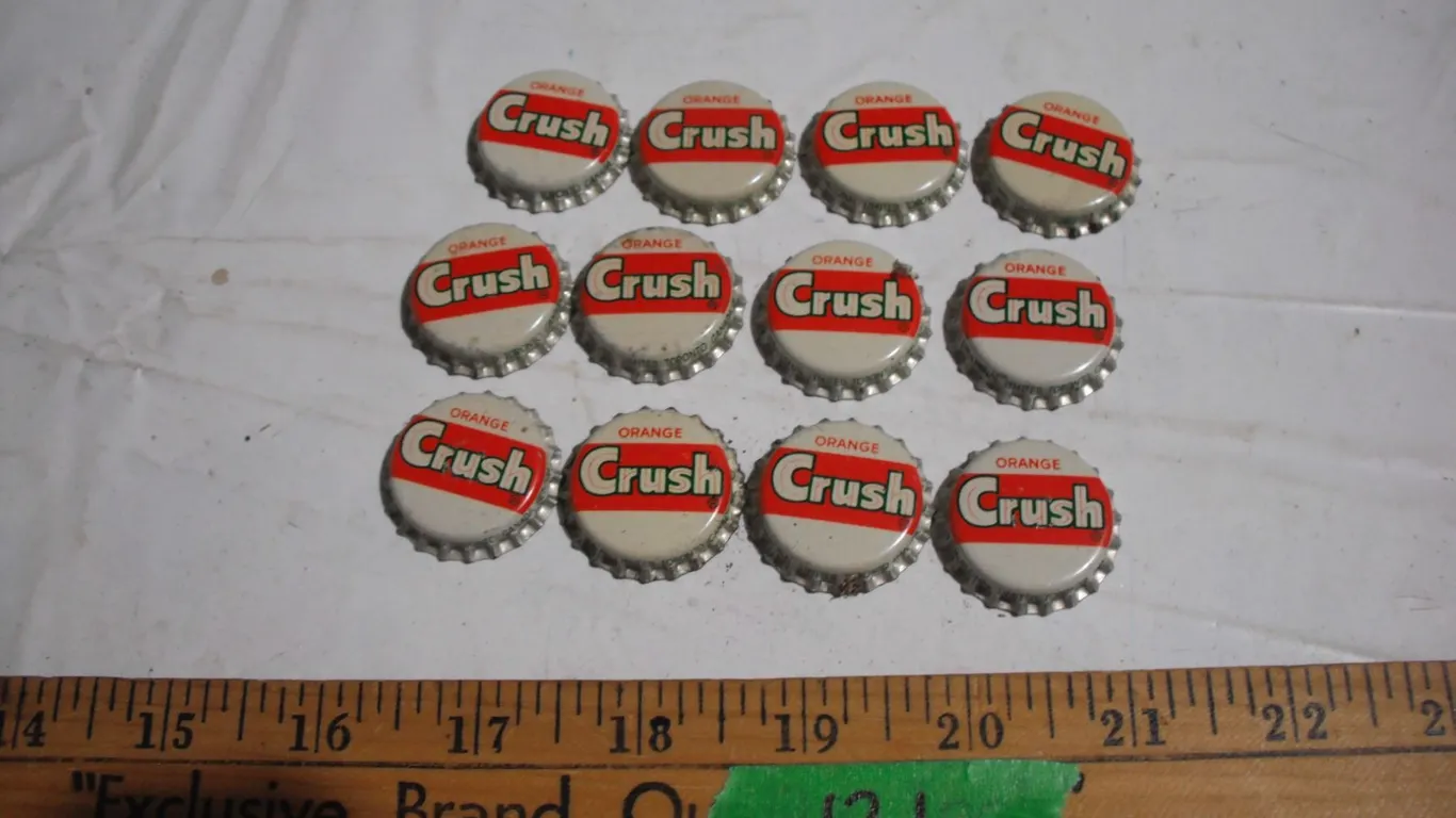 (12) Unused Cork-Lined Orange Crush Bottle Caps