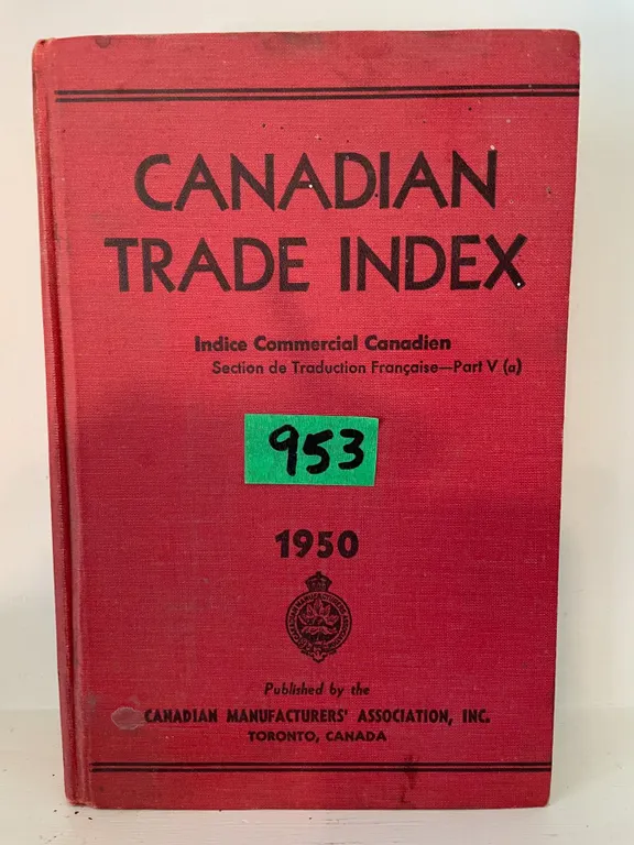 Vintage 1950 Edition Canadian Trade Index. French Translation Sect. – Excellent Shape