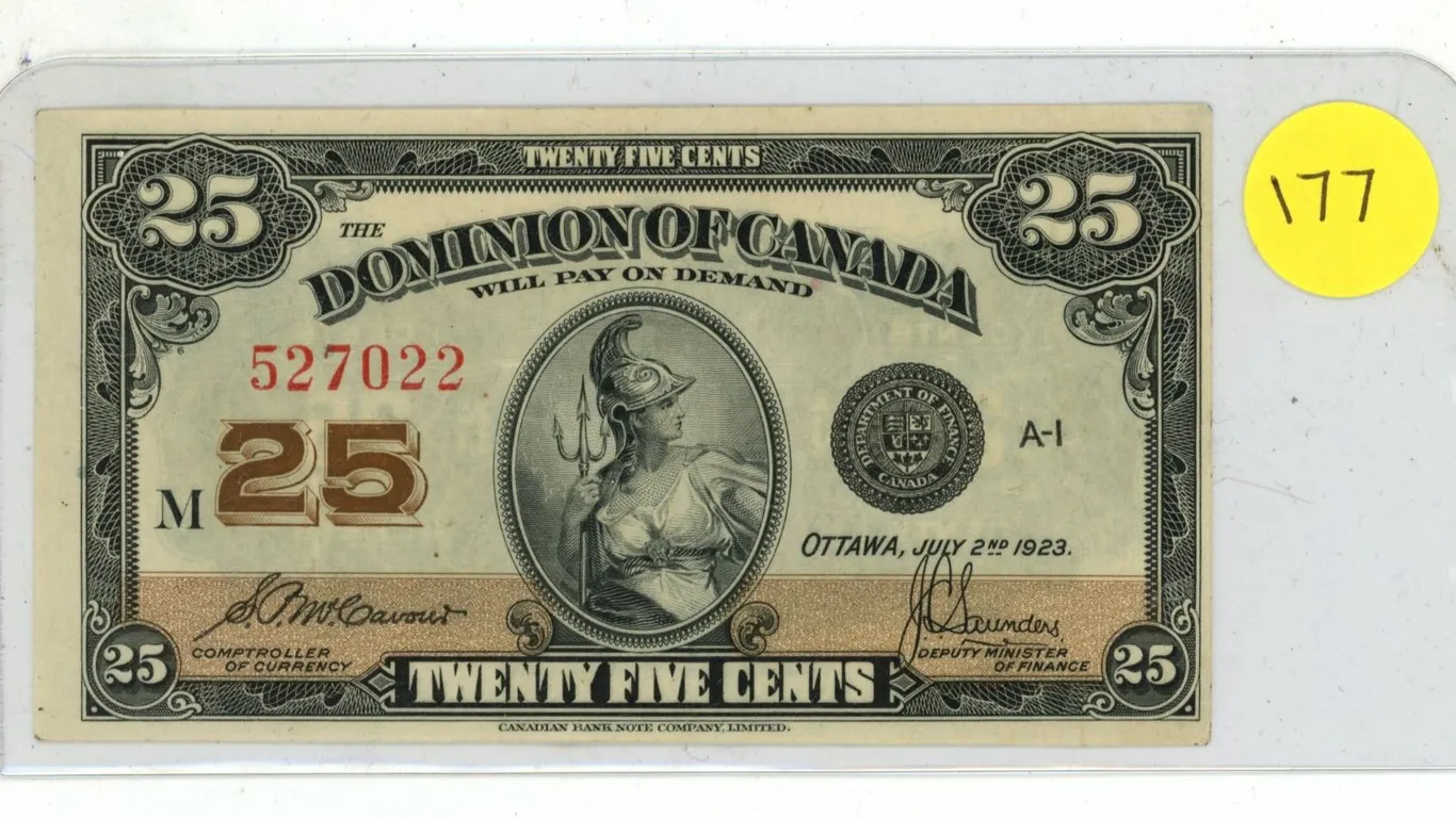 1923 Dominion of Canada 25 Cents Shinplaster.