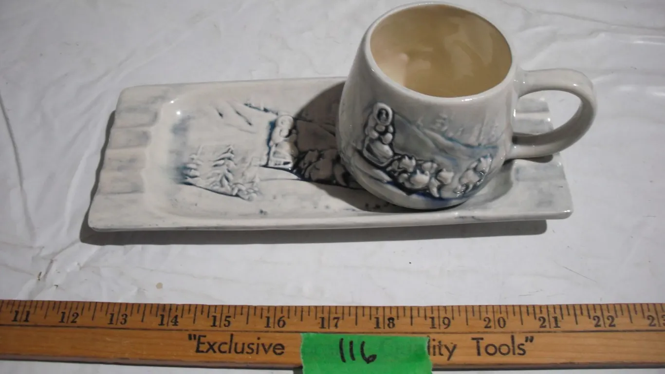 Yukon Design Ceramic Cup & Plate Ashtray