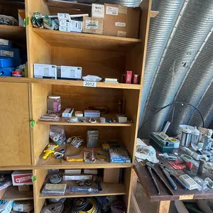 All Cabinet Contents Including Drill Bits, Thermostats, Hole Saw Kit, Wire and More