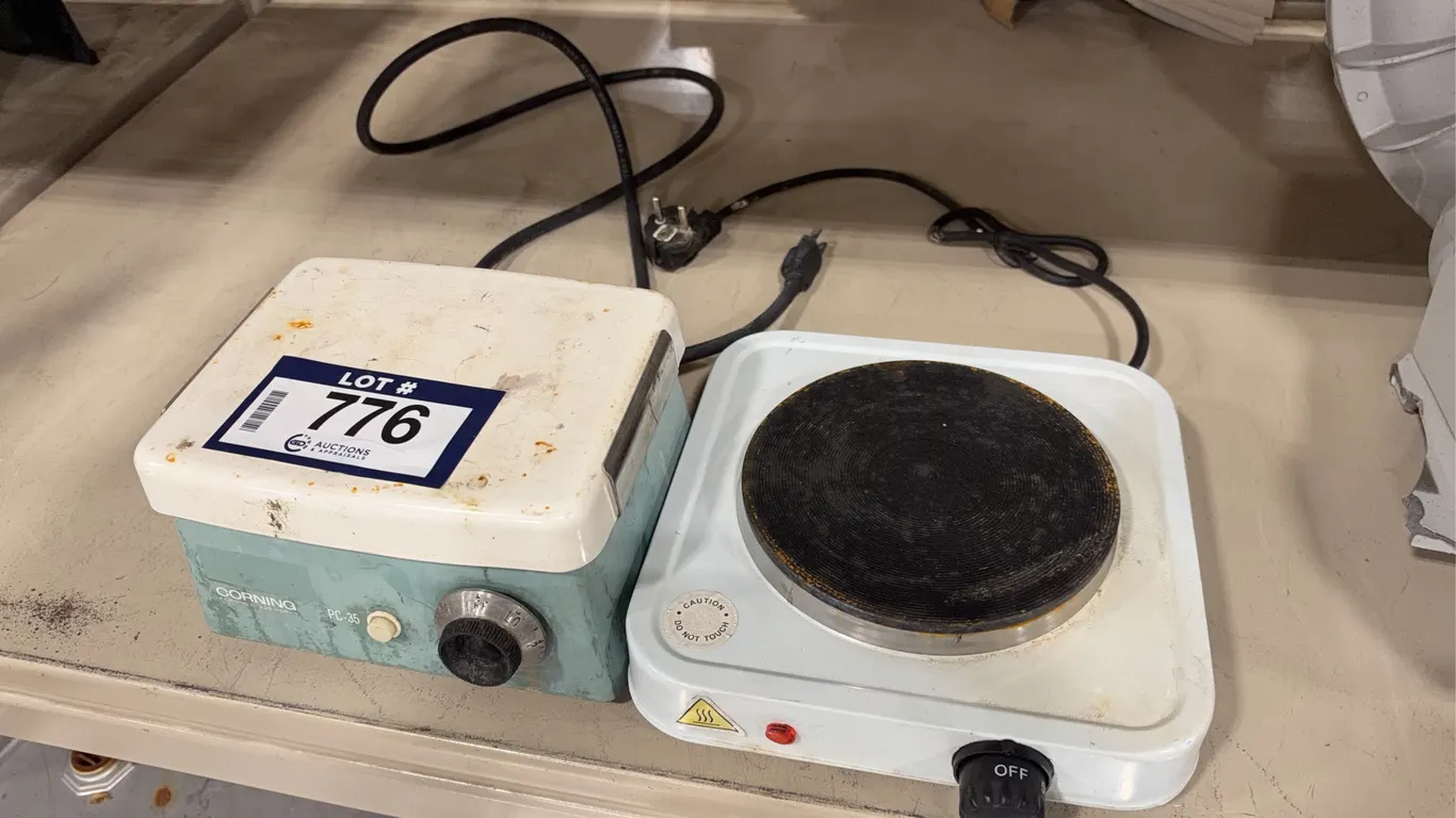 Lot of (2) Asst. Hot Plates Including Corning PC-35 Lab Hot Plate & 1,000W Electric Hot Plate