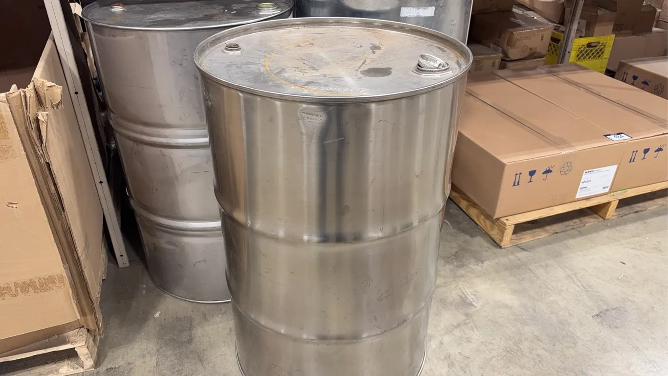 Lot of (5) Asst. Stainless Steel Drums