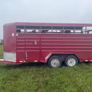 Red Bumper Pull 16' Livestock Trailer