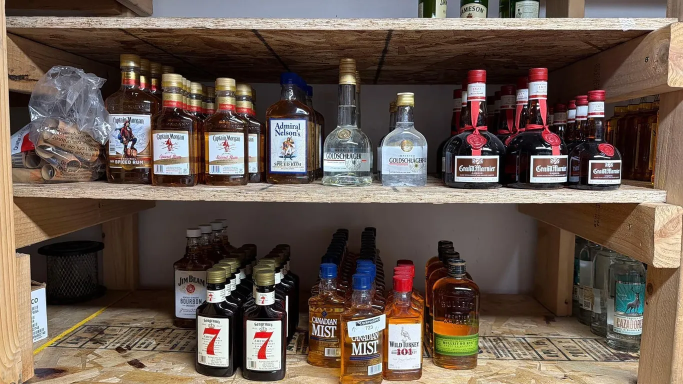 (2) SHELVES OF WHISKEY & RUM