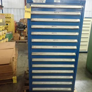 14-Drawer Vidmar-Style Cabinet with Components