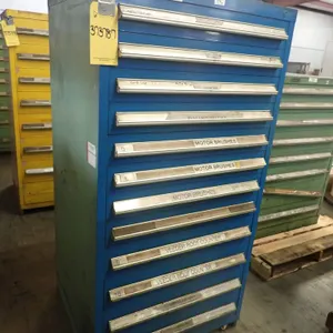 12-Drawer Vidmar-Style Cabinet with Components