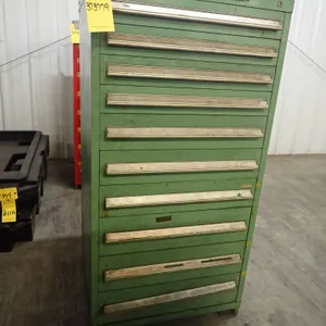 10-Drawer Vidmar-Style Cabinet with Components