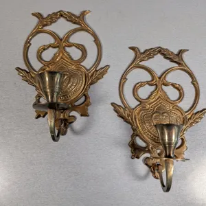 Pair of Ornate Brass Wall Sconces
