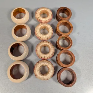 Assorted Wood and Rattan Napkin Rings (13)