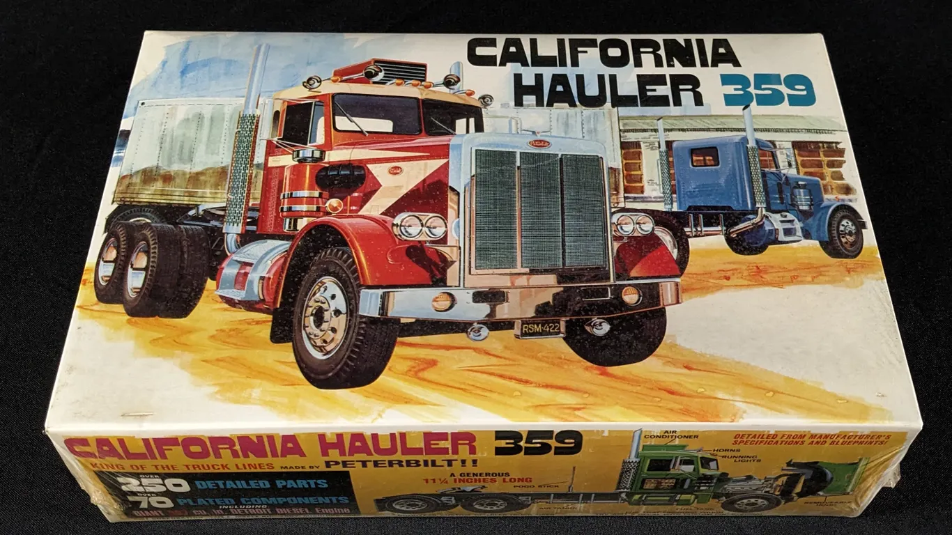 VINTAGE SEALED AMT MODEL KIT CALIFORNIA HAULER 359 PETERBILT SEMI TRACTOR TRUCK T500 500 1/25TH SCALE