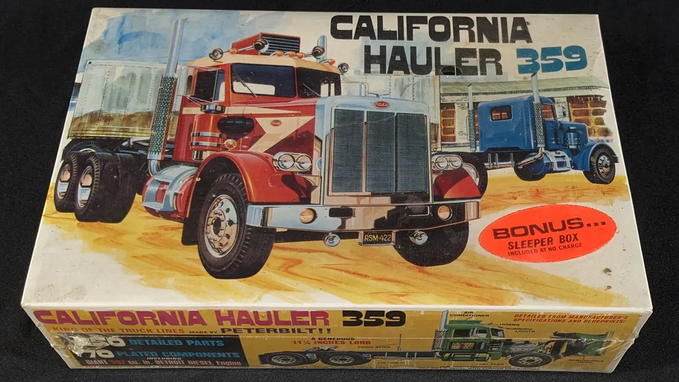 VINTAGE SEALED AMT MODEL KIT CALIFORNIA HAULER 359 PETERBILT SEMI TRACTOR TRUCK T500 500 1/25TH SCALE "BONUS SLEEPER BOX"