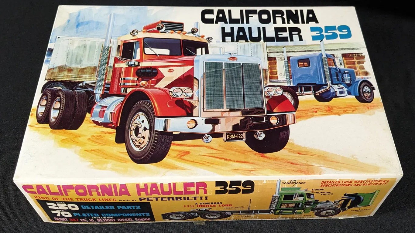 VINTAGE AMT MODEL KIT CALIFORNIA HAULER 359 PETERBILT SEMI TRACTOR TRUCK T500 500 1/25TH SCALE