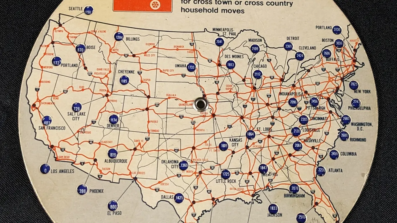 1970 U-HAUL TRUCK RENTAL UNITED STATES DIST-O-MAP