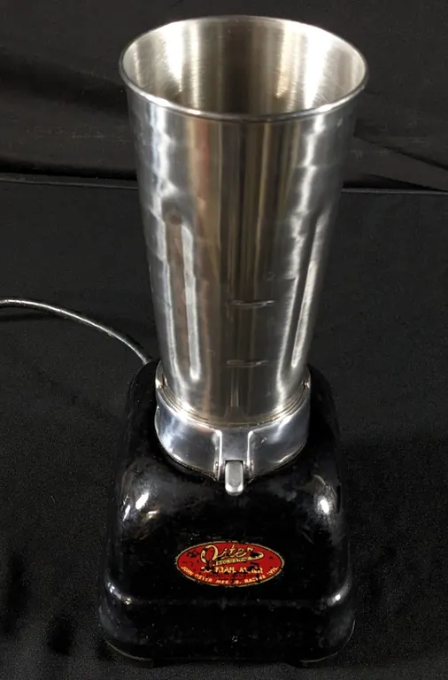 ART DECO BLACK & CHROME JOHN OSTER ELECTRIC COCKTAIL MIXER RACINE WISCONSIN ENAMEL CAST IRON BASE