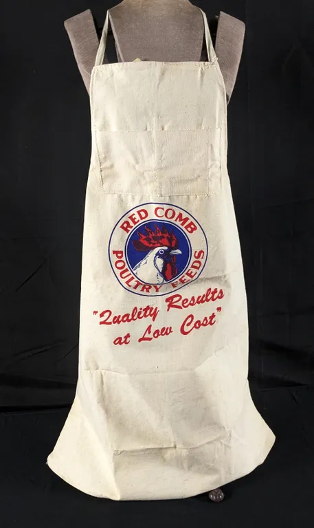 LARGE VINTAGE NOS UNIFORM APRON RED COMB POULTRY FEEDS