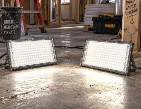 Pair LED Flood Lights with Power Plug Switch