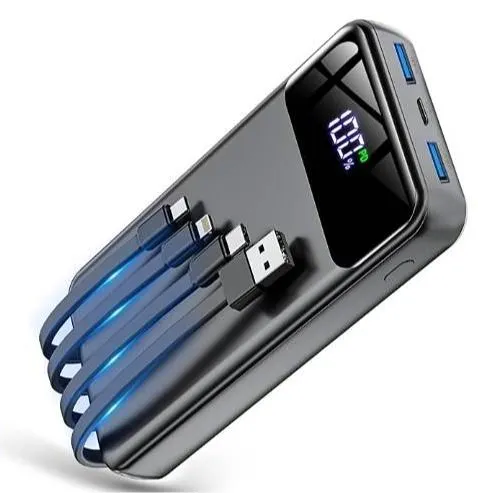N6 35000mAh 22.5W Portable Charger, Built-In Cables