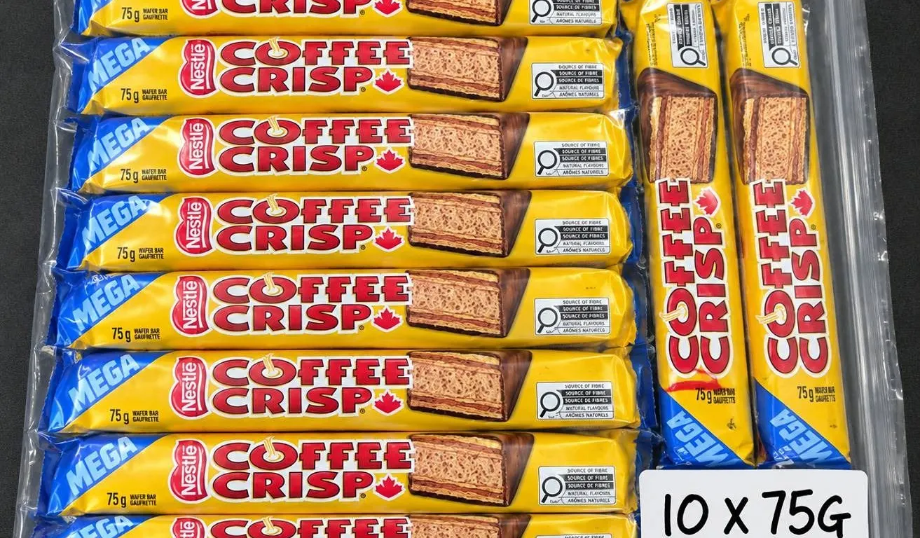Nestlé Coffee Crisp Bars 9 xNestlé MEGA Coffee Crisp Bars 10 x 75g 75g