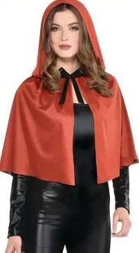 Red Satin Hooded Cape Costume Accessory