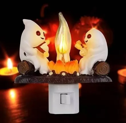Halloween Ghosts Campfire Night Light Plug-In