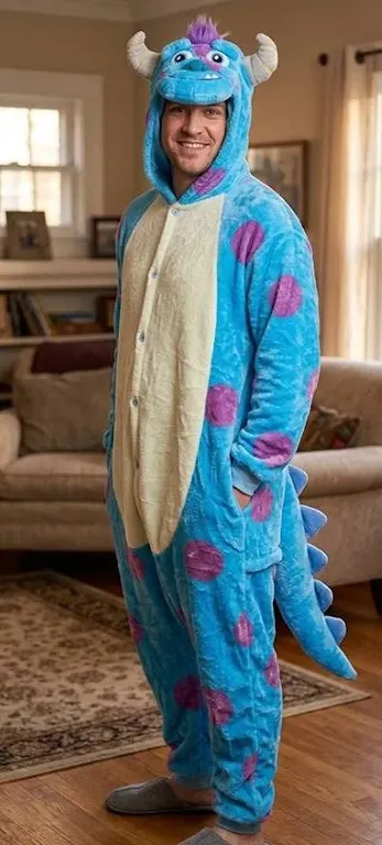 Sulley Blue Polka Dot Adult Onesie Size M