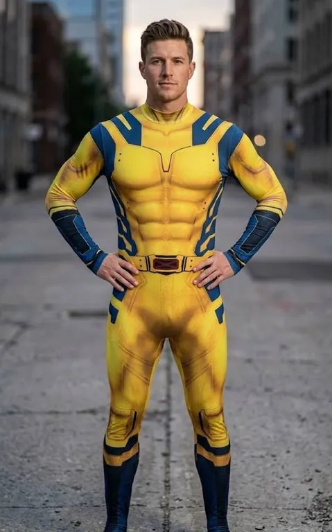Yellow Superhero Jumpsuit Costume 3XL