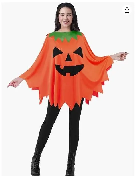 Spooktacular Creations Women Pumpkin Poncho Costume Adult