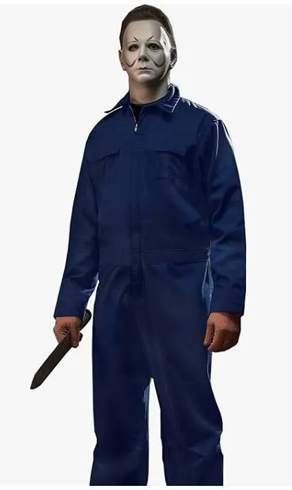 Arvil Hill Men's Mike Myers Blue Coveralls with Prop Knife NO MASK