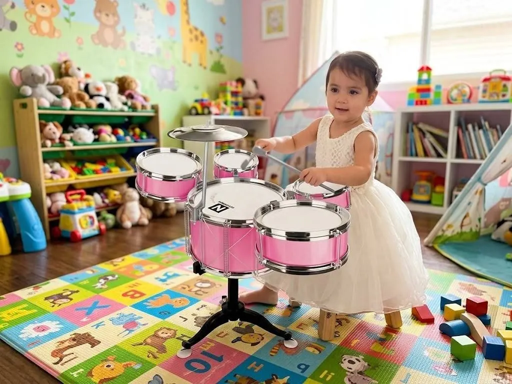 Wuxinren Jazz Drums Pink Drum Set For Kids
