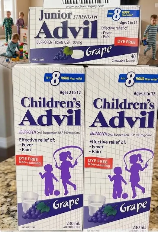 Lot of 3 - Children's Advil Grape Assorted Sizes