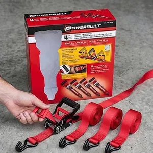 Powerbuilt 4 Pc Ratchet Tie Down Set 16ft 3300 lb