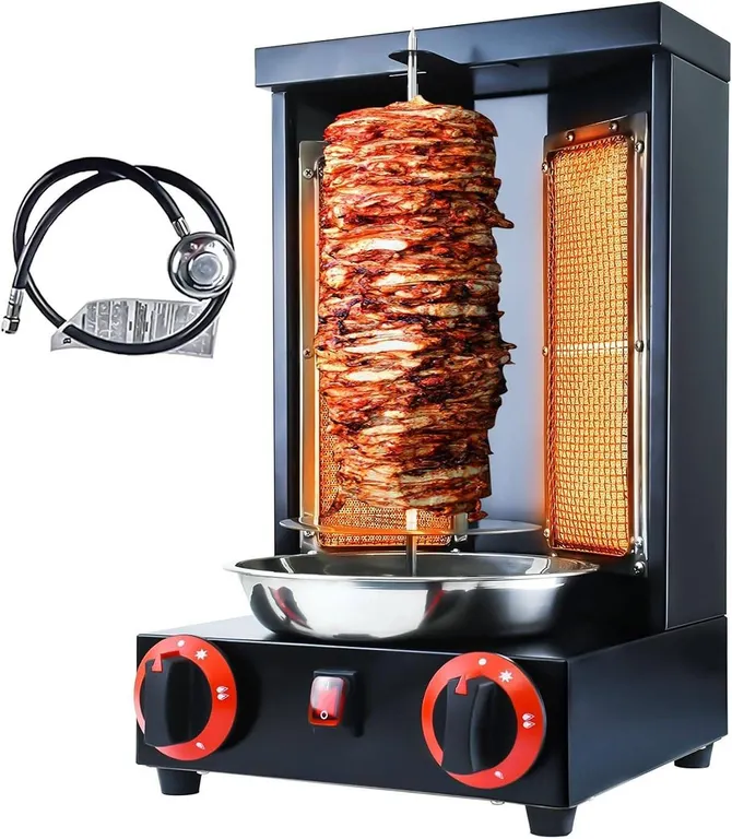 XGN Shawarma Machine Gas Doner Kebab Machine Vertical Rotisserie with 2 Burners