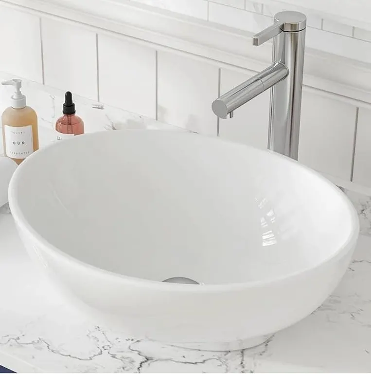 MEJE 16x13-Inch Oval White Ceramic Sink
