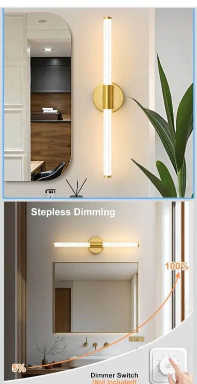 Lot of 2 - Gednbo Gold Vanity Wall Lights 22in