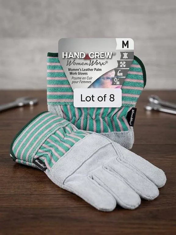 8 Hand Crew WomenWorx Leather Palm Gloves, M