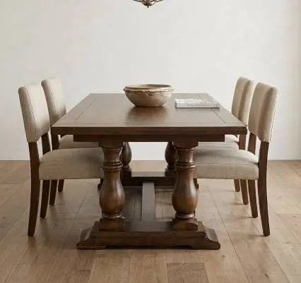 Wood Dining Table With 4 Upholstered Chairs
