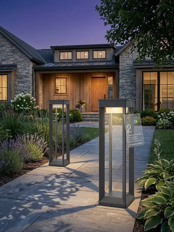 2 Solar Pathway Bollard Lights