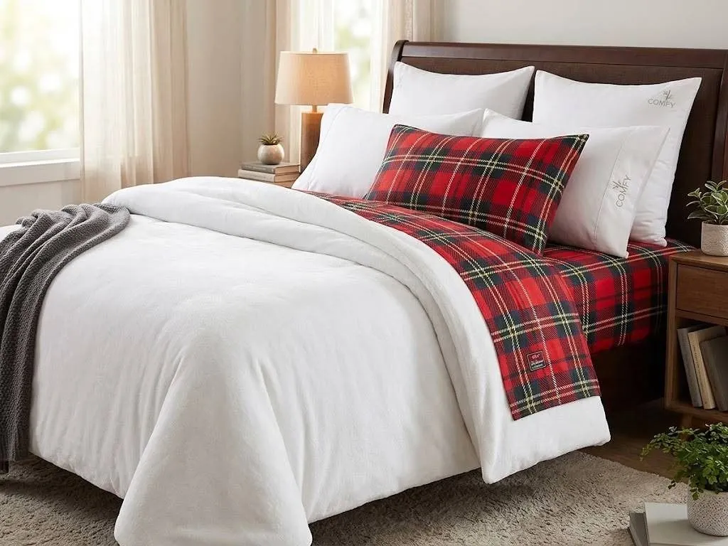 Comfy King 4-Piece Sheet Set Plaid Bamboo