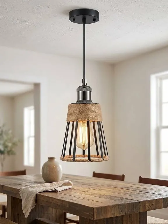 Plug-In Metal Hanging Pendant Light Fixture