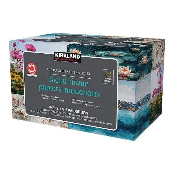 Kirkland Signature 3-Ply Facial Tissue 12x160