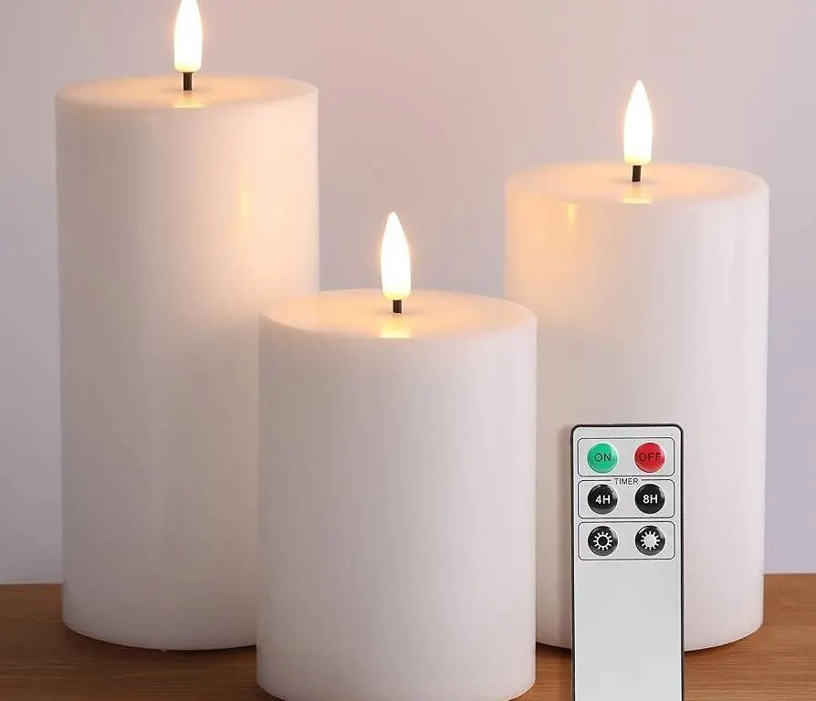 Eywamage LED Flameless Pillar Candles Set of 3