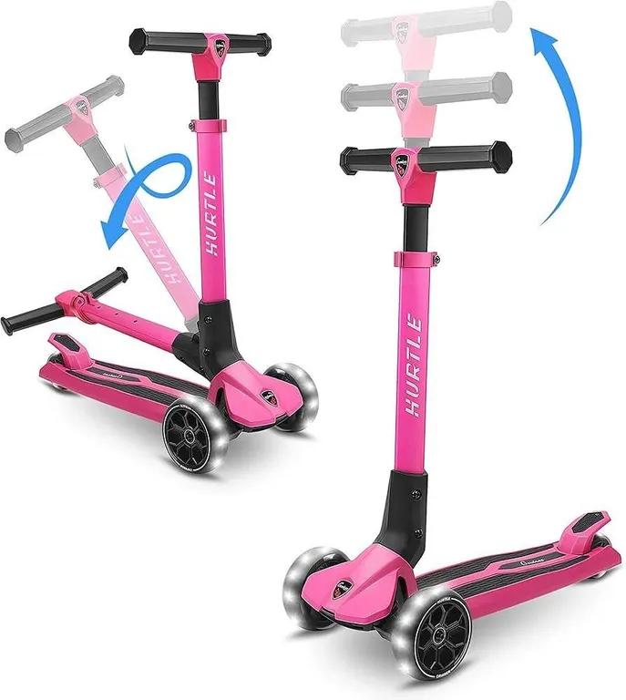 Pyle Kids 3-Wheel Scooter Pink Adjustable